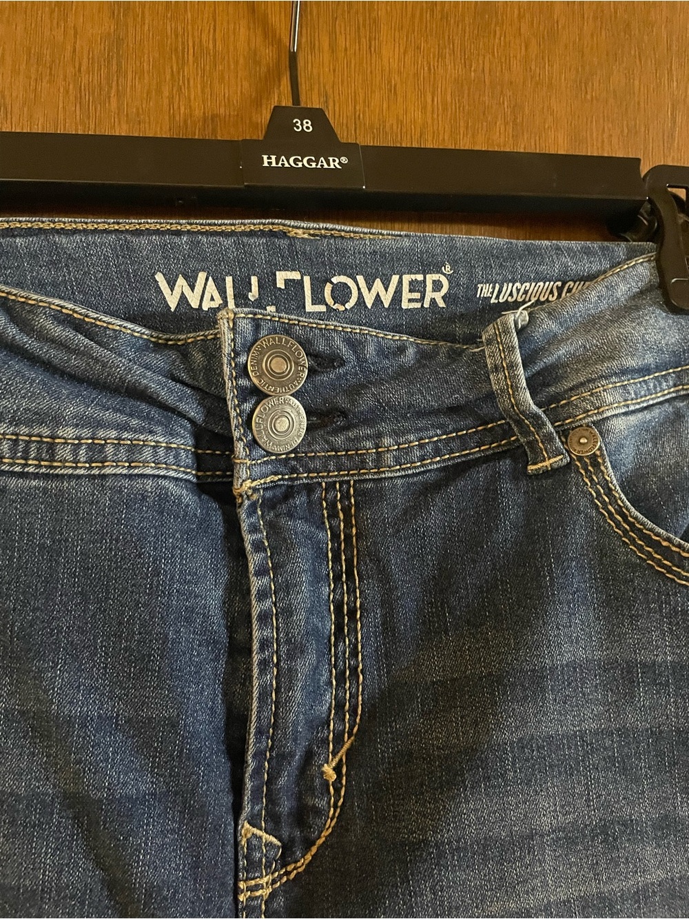 Wallflower Dark Indigo High-Rise Double-Button Jeans